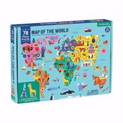 Obrazek Puzzle Mapa Świata + budynki i zwierzęta MUDPUPPY