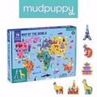 Obrazek Puzzle Mapa Świata + budynki i zwierzęta MUDPUPPY
