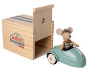 Obrazek Myszka w aucie z garażem - Mouse in blue car + garage MAILEG
