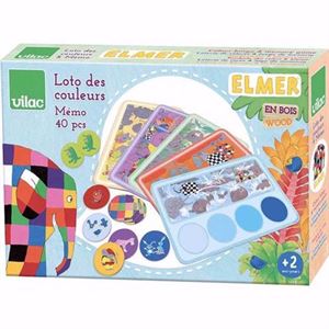 Obrazek Zestaw gier memo i lotto kolorów Elmer 2+ VILAC
