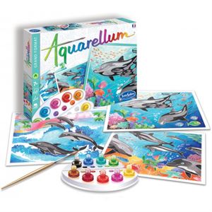 Obrazek Delfiny Aquarellum - 3 obrazki + farby 7+ SENTOSPHERE